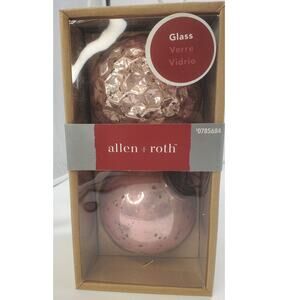 Allen + Roth Ornaments, 2pk Rose Gold & Silver  PRE-OWNED IOB